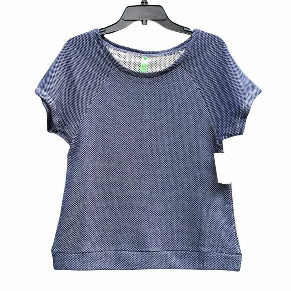 NWT Honeydew Blue Ribbed Short Sleeve Top M - Picture 1 of 4